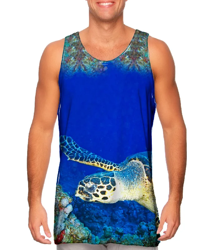 Mock Neck Women's Performance Tank Tops for CyclingHawksbill Sea Turtle Underwater