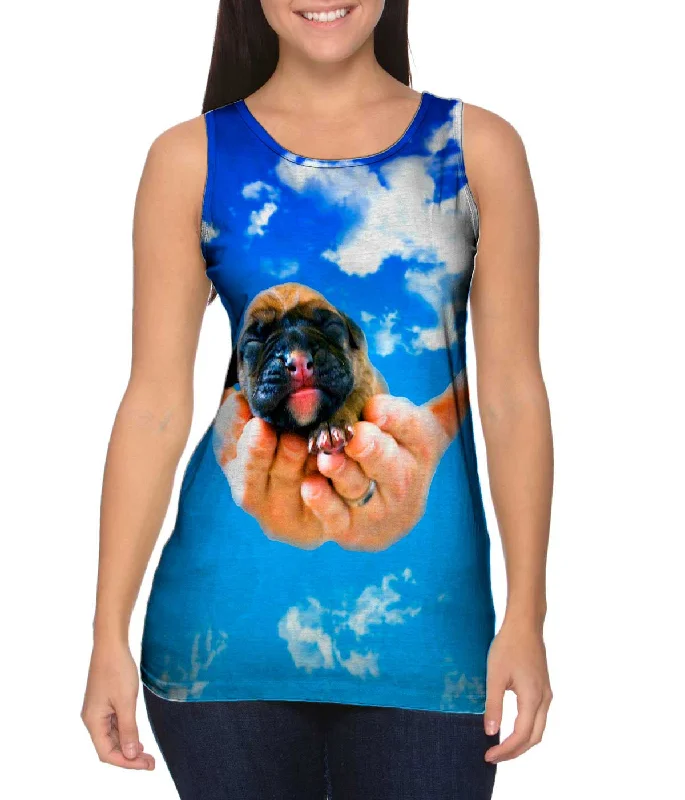 Crew Neck Women's Sustainable Tank Tops Made from Recycled MaterialsHeavens Hands Boxer Puppy Crew Neck Women's Sustainable Tank Tops Made from Recycled MaterialsHeavens Hands Boxer Puppy