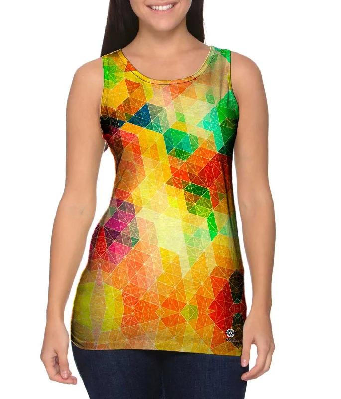 Plus Size Women's Embroidered Tank Tops in Boho StylesHeavy Sunshine Triangle Pattern Plus Size Women's Embroidered Tank Tops in Boho StylesHeavy Sunshine Triangle Pattern