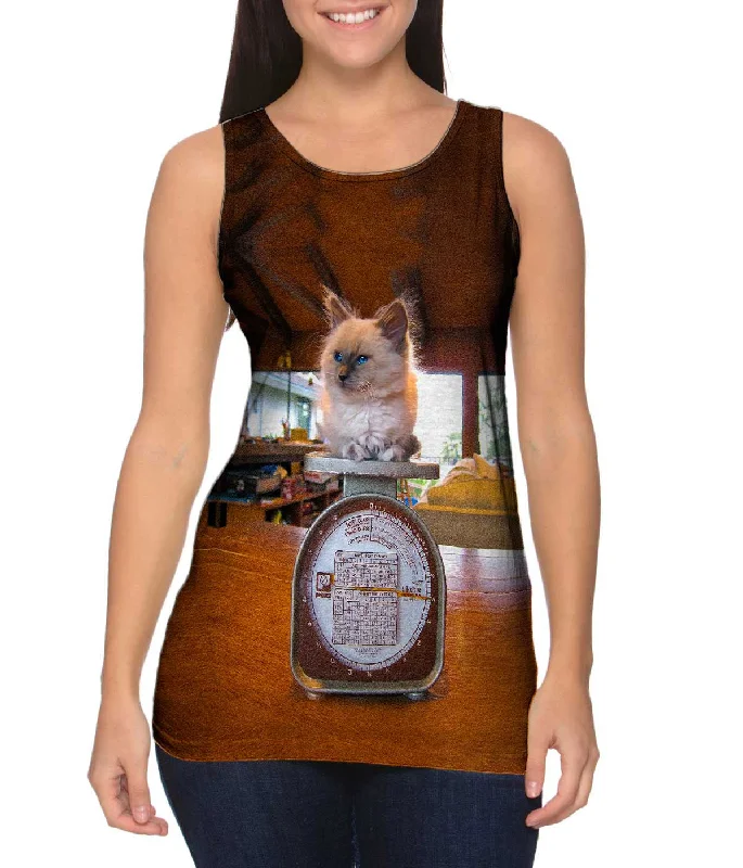 Mock Neck Women's Performance Tank Tops for CyclingHeavy Weight Boxer Kitty Cat