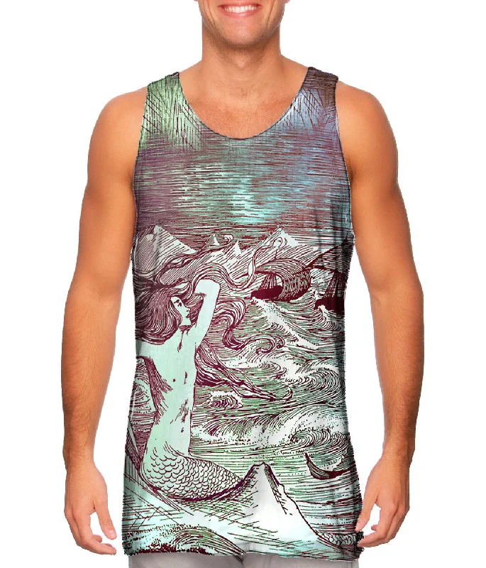 Plus Size Women's Puff - Sleeve Tank Tops in Pastel HuesHelen Stratton - "Mermaid Three Sails" Plus Size Women's Puff - Sleeve Tank Tops in Pastel HuesHelen Stratton - "Mermaid Three Sails"