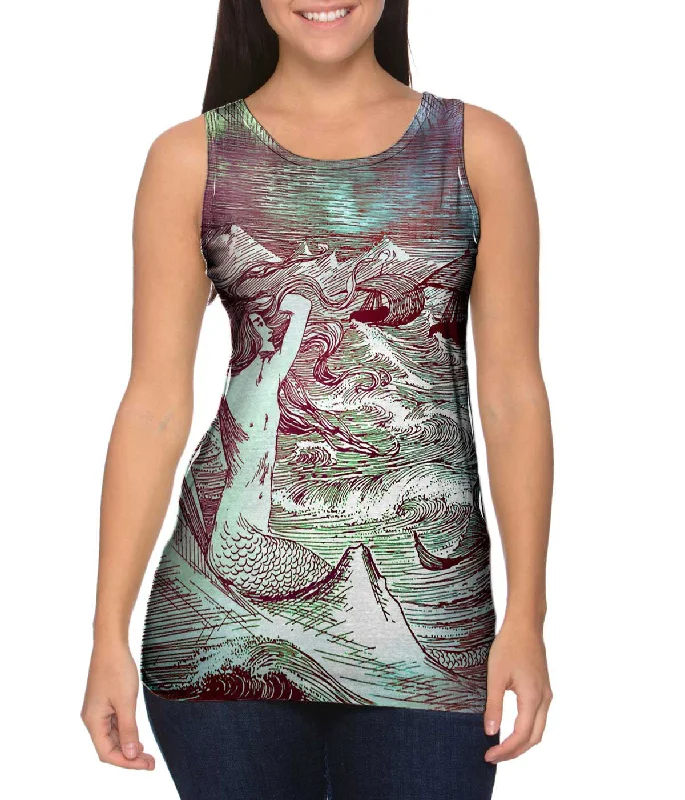 One - Shoulder Women's Rayon Blend Tank Tops for a Flowy LookHelen Stratton - "Mermaid Three Sails" One - Shoulder Women's Rayon Blend Tank Tops for a Flowy LookHelen Stratton - "Mermaid Three Sails"