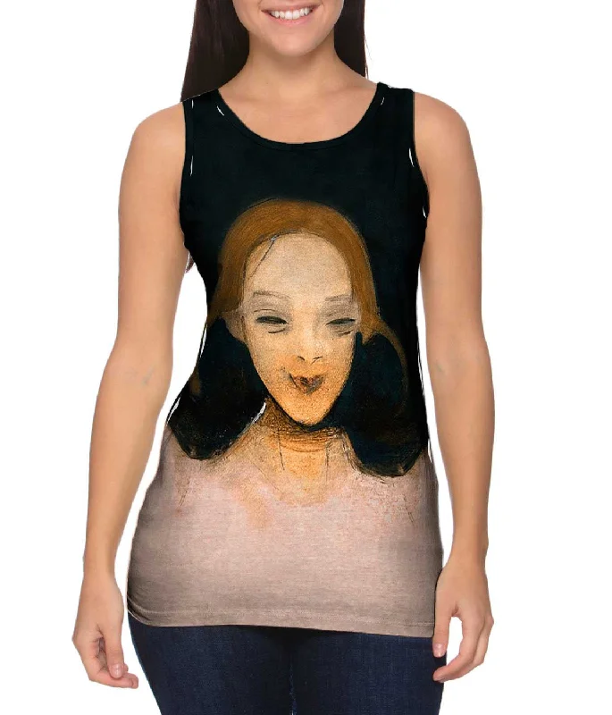 Plus Size Women's Glitter - Trimmed Tank Tops for Party NightsHelene Schjerfbeck - "Smiling Girl" (1921) Plus Size Women's Glitter - Trimmed Tank Tops for Party NightsHelene Schjerfbeck - "Smiling Girl" (1921)