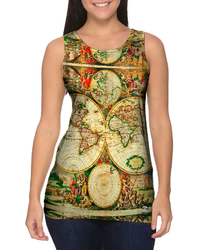 V - Neck Women's Moisture - Wicking Tank Tops for RunningHendrik Hondius - "Nova totius Terrarum Orbis geographica ac hydrographica tabula" (1630) V - Neck Women's Moisture - Wicking Tank Tops for RunningHendrik Hondius - "Nova totius Terrarum Orbis geographica ac hydrographica tabula" (1630)