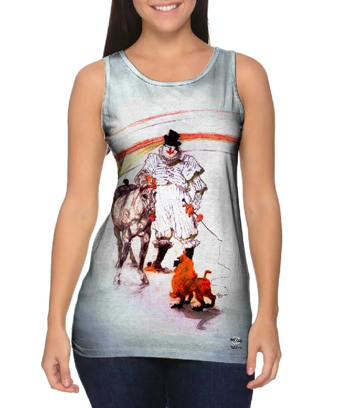 Plus Size Women's Puff - Sleeve Tank Tops in Pastel HuesHenri de Toulouse-Lautrec - "At the circus, horse and monkey dressage" (1899) Plus Size Women's Puff - Sleeve Tank Tops in Pastel HuesHenri de Toulouse-Lautrec - "At the circus, horse and monkey dressage" (1899)