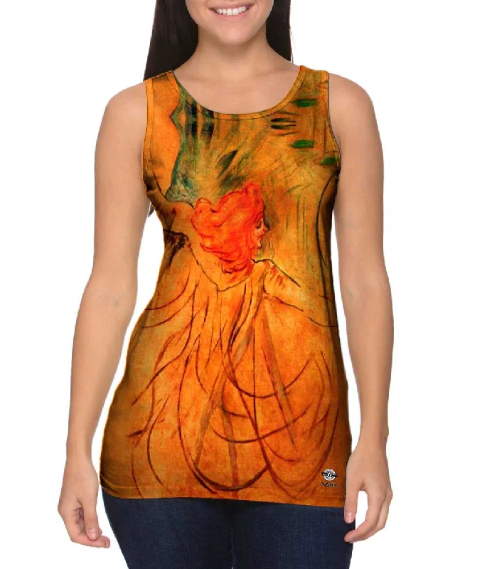 Women's Longline Tank Tops with Abstract PrintsHenri de Toulouse-Lautrec - "At the Music Hall Loie Fuller" (1892) Women's Longline Tank Tops with Abstract PrintsHenri de Toulouse-Lautrec - "At the Music Hall Loie Fuller" (1892)