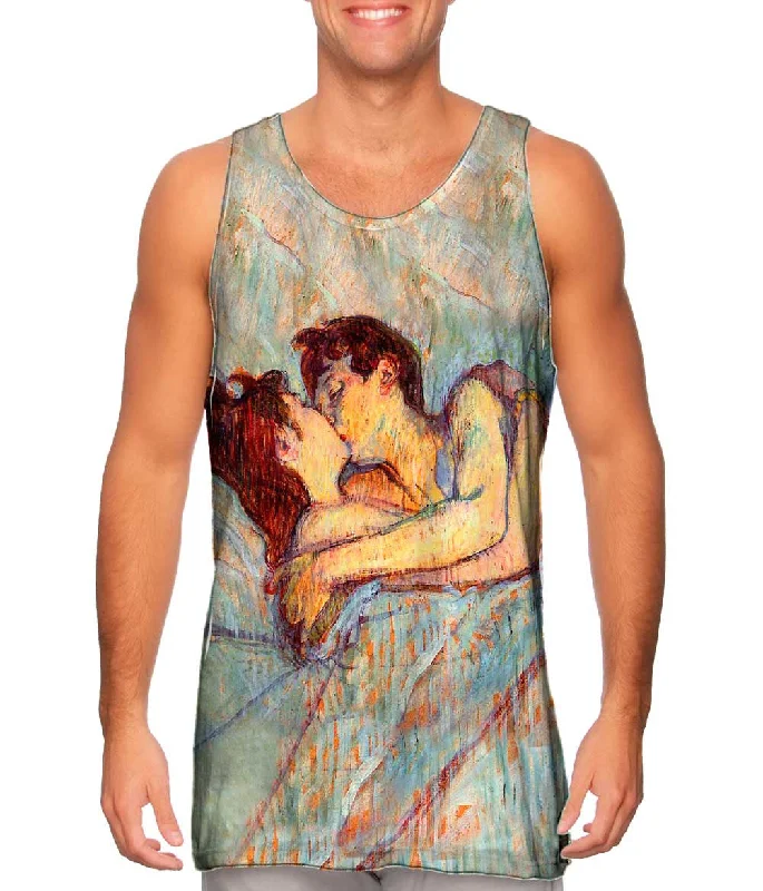 Plus Size Women's Side - Slit Tank Tops in Metallic ShadesHenri De Toulouse Lautrec - "In Bed The Kiss" (1892) Plus Size Women's Side - Slit Tank Tops in Metallic ShadesHenri De Toulouse Lautrec - "In Bed The Kiss" (1892)