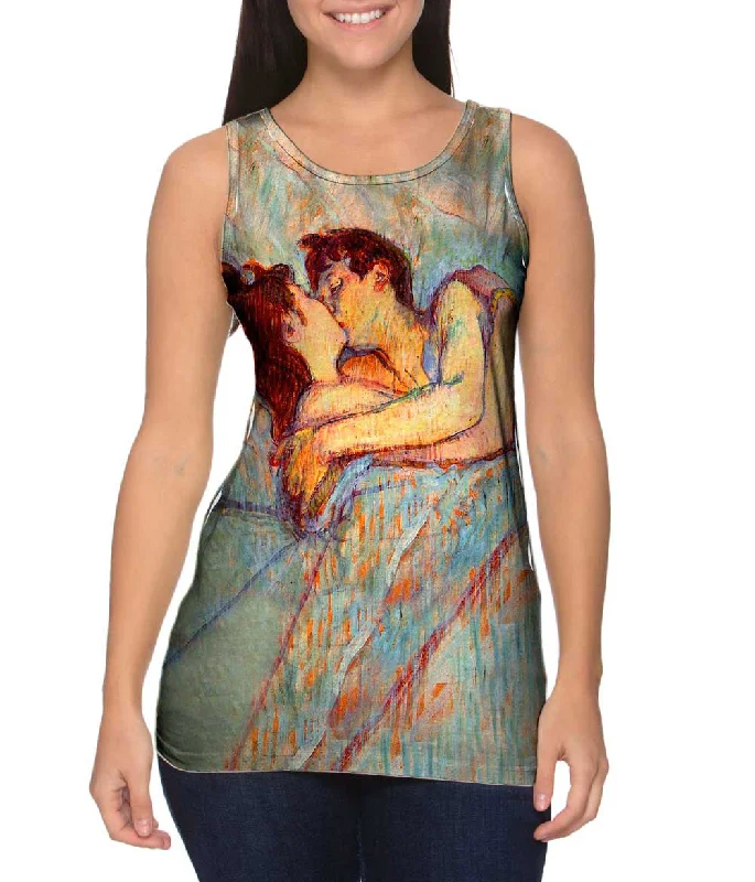Halter Neck Women's Modal Blend Tank Tops for ComfortHenri De Toulouse Lautrec - "In Bed The Kiss" (1892) Halter Neck Women's Modal Blend Tank Tops for ComfortHenri De Toulouse Lautrec - "In Bed The Kiss" (1892)