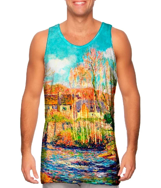 Plus Size Women's Ruffled Hem Tank Tops with Floral PrintsHenri Moret - "Spring At Pont Aven Oil On Canvas" (1902)
