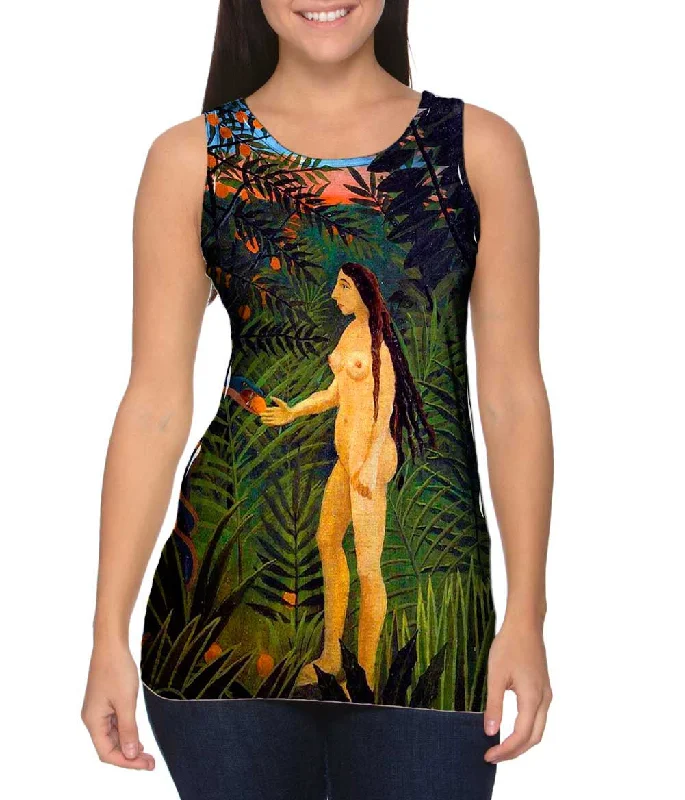 Scoop Neck Women's Linen Blend Tank Tops for SummerHenri Rousseau - "Eve And The Serpent" (1905)
