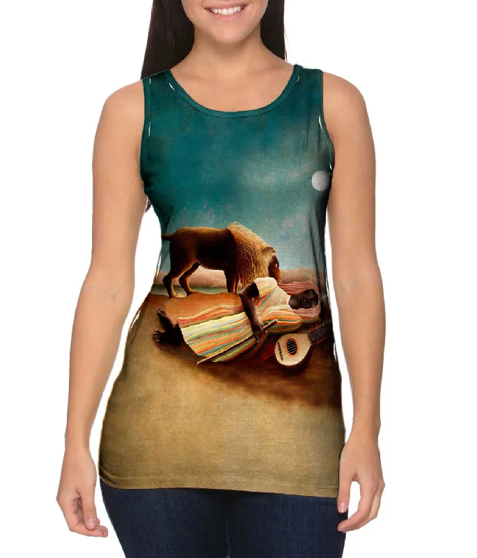 Halter Neck Women's Modal Blend Tank Tops for ComfortHenri Rousseau - "Sleeping Gypsy" (1897)