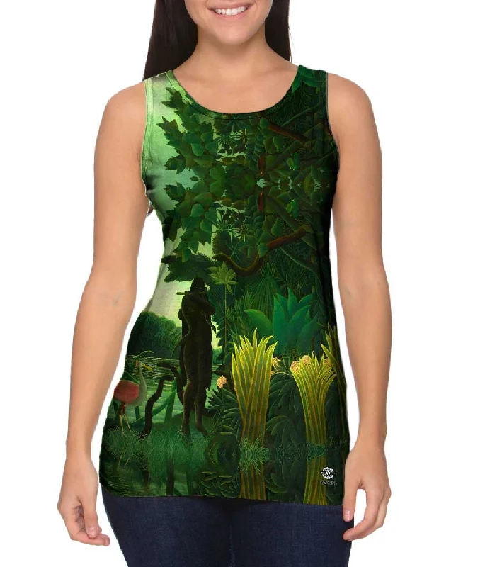 Plus Size Women's Embroidered Tank Tops in Boho StylesHenri Rousseau - "The Snake Charmer" (1907)
