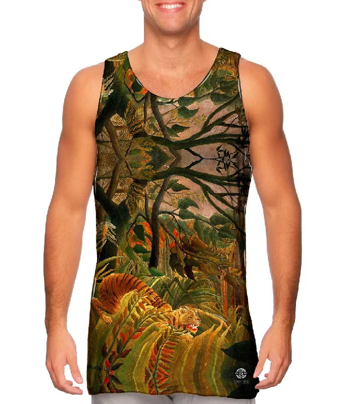 Mock Neck Women's Performance Tank Tops for CyclingHenri Rousseau - "Tiger in a Tropical Storm" (1891)