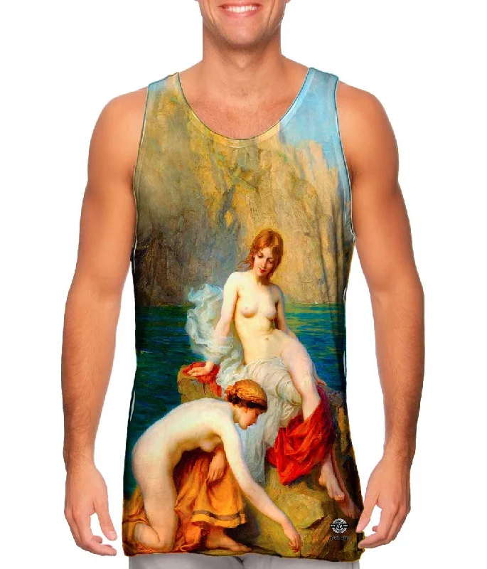 Plus Size Women's Glitter - Trimmed Tank Tops for Party NightsHerbert James Draper - "By Summer Seas" (1912)