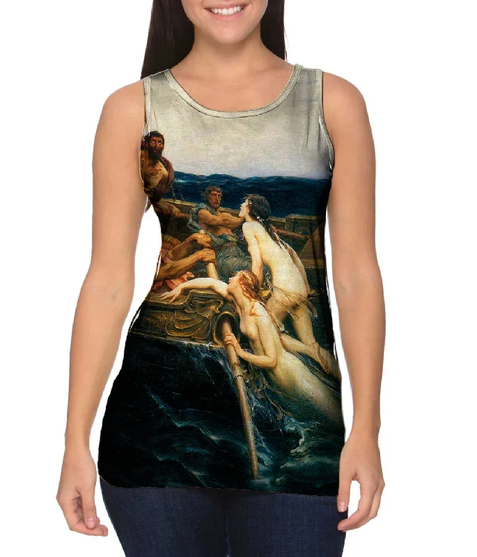 Crew Neck Women's Sustainable Tank Tops Made from Recycled MaterialsHerbert James Draper - "Ulysses And The Sirens" (1909)