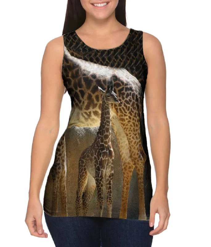 Mock Neck Women's Performance Tank Tops for CyclingHeritage Giraffe