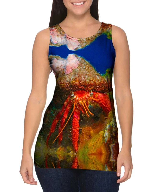 High - Neck Women's Silk Blend Tank Tops for a Luxurious FeelHermit Crab Underwater