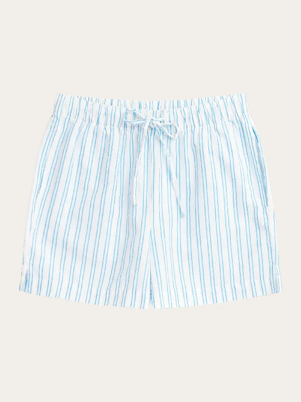 POSEY wide mid-rise elastic waist pyjama shorts - GOTS/Vegan - Blue stripe