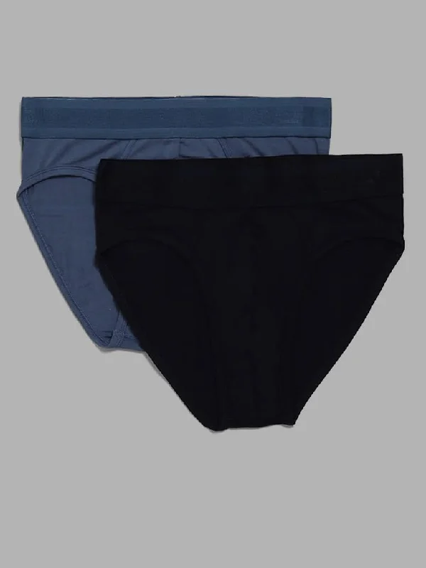 WES Lounge Powder Blue & Black Briefs - Pack of 2