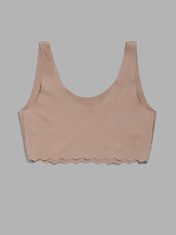 Y&F Kids Plain Beige Seamless Crop Top